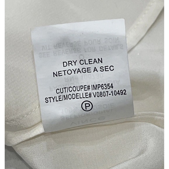 VINCE Womens 100% Silk Shirt Top Tunic Blouse Long‎ Sleeves Ivory Creme Size 8 - Picture 6 of 10